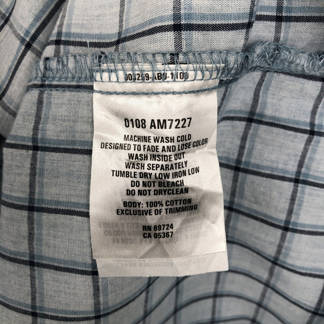 2000'S Columbia Short Sleeve Cotton Check Box Shirt, Men's XL cotton Blue type light blue Vintage Second Hand