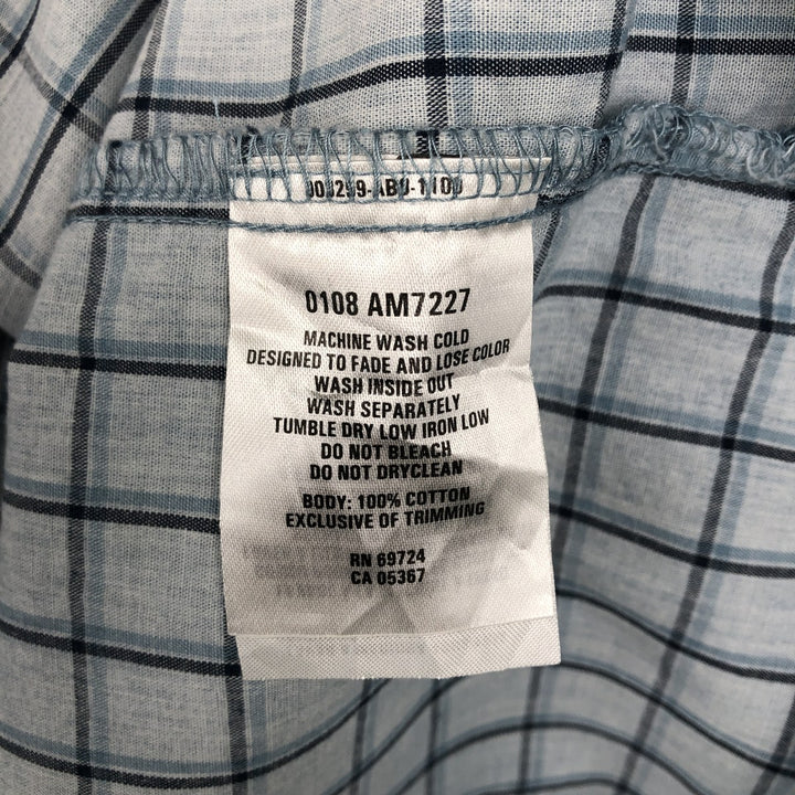 2000'S Columbia Short Sleeve Cotton Check Box Shirt, Men's XL cotton Blue type light blue Vintage Second Hand