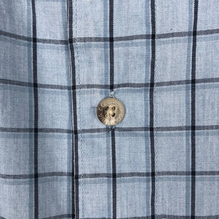 2000'S Columbia Short Sleeve Cotton Check Box Shirt, Men's XL cotton Blue type light blue Vintage Second Hand