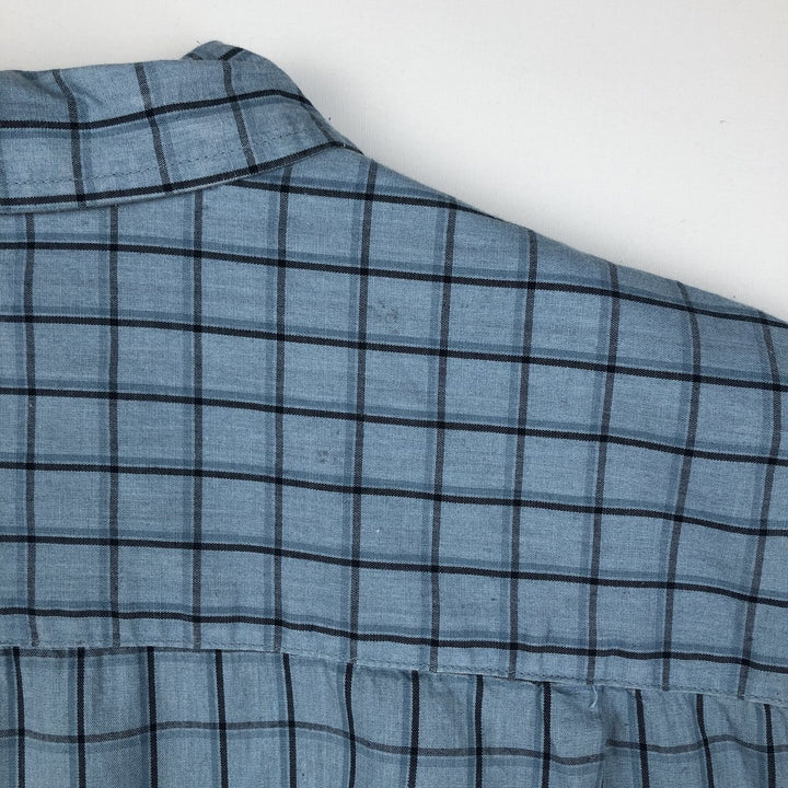 2000'S Columbia Short Sleeve Cotton Check Box Shirt, Men's XL cotton Blue type light blue Vintage Second Hand