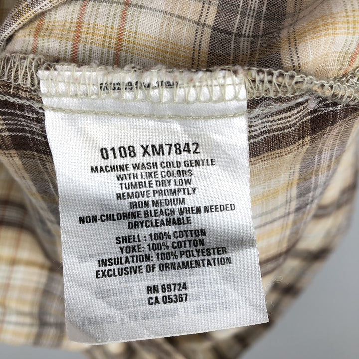 2000'S Columbia Short Sleeve Cotton Check Box Shirt, Men's Size L cotton Beige type Vintage Second Hand