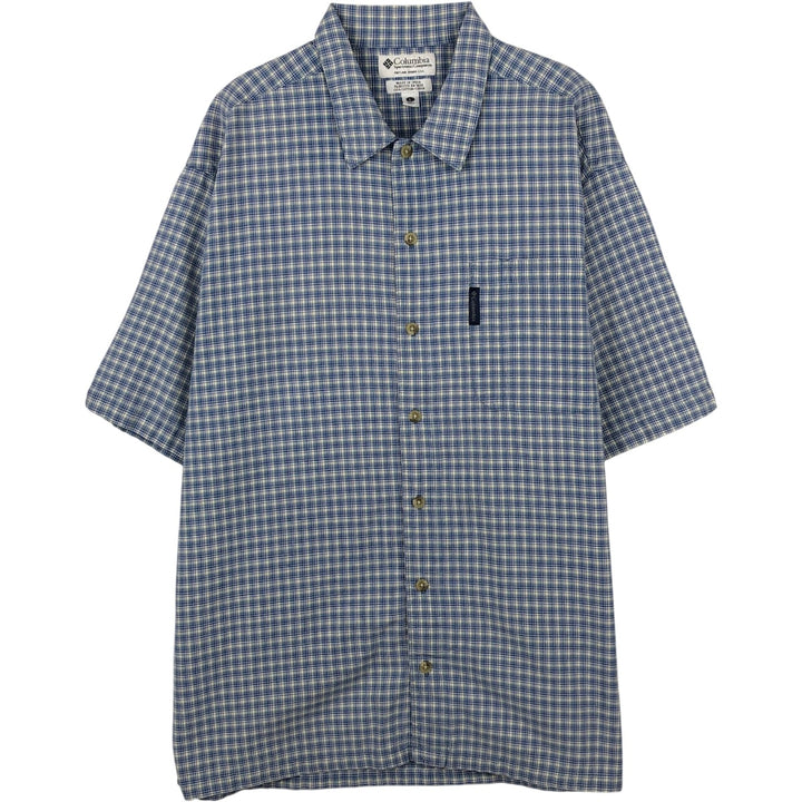 90s-00'S Columbia Short Sleeve Cotton Check Shirt Box Shirt Men's L Size Vintage cotton blue type Vintage Second Hand