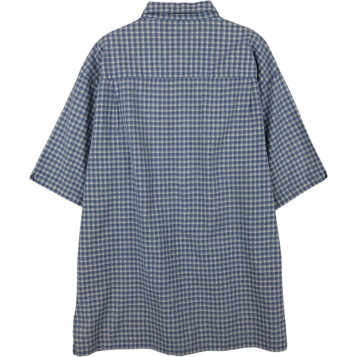 90s-00'S Columbia Short Sleeve Cotton Check Shirt Box Shirt Men's L Size Vintage cotton blue type Vintage Second Hand