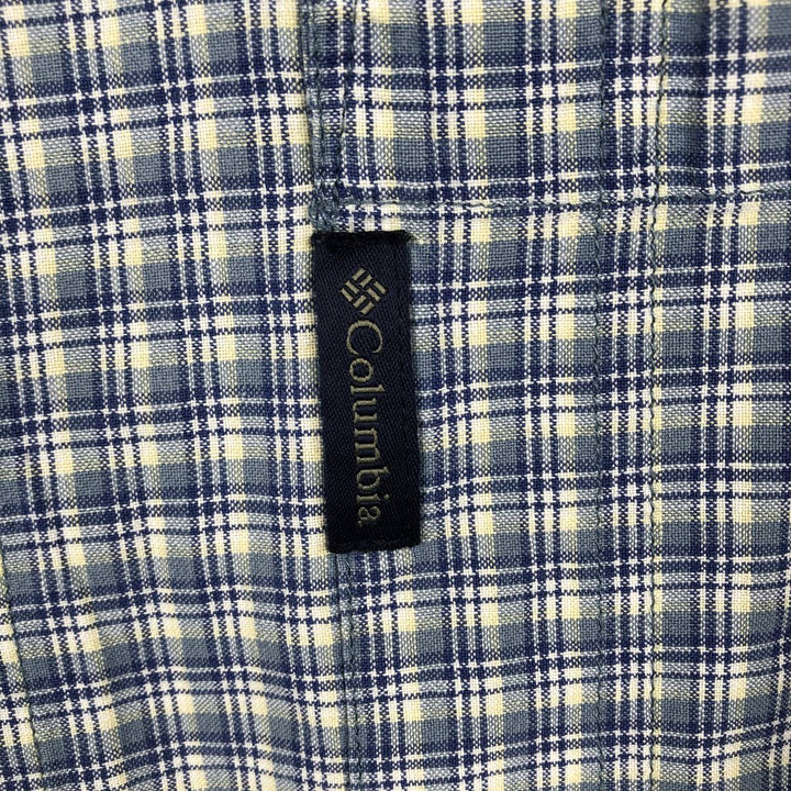 90s-00'S Columbia Short Sleeve Cotton Check Shirt Box Shirt Men's L Size Vintage cotton blue type Vintage Second Hand