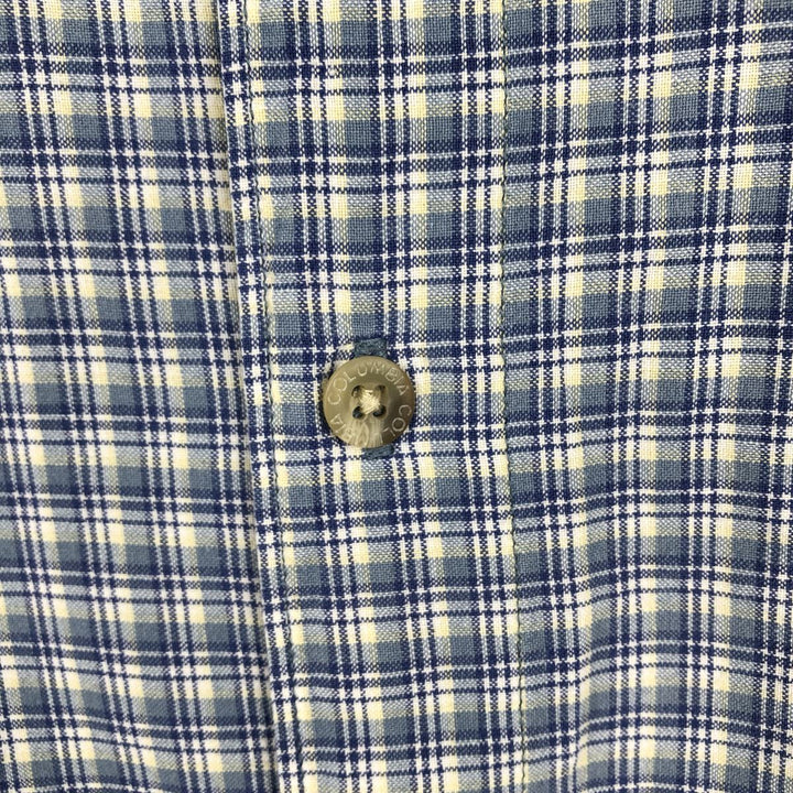 90s-00'S Columbia Short Sleeve Cotton Check Shirt Box Shirt Men's L Size Vintage cotton blue type Vintage Second Hand