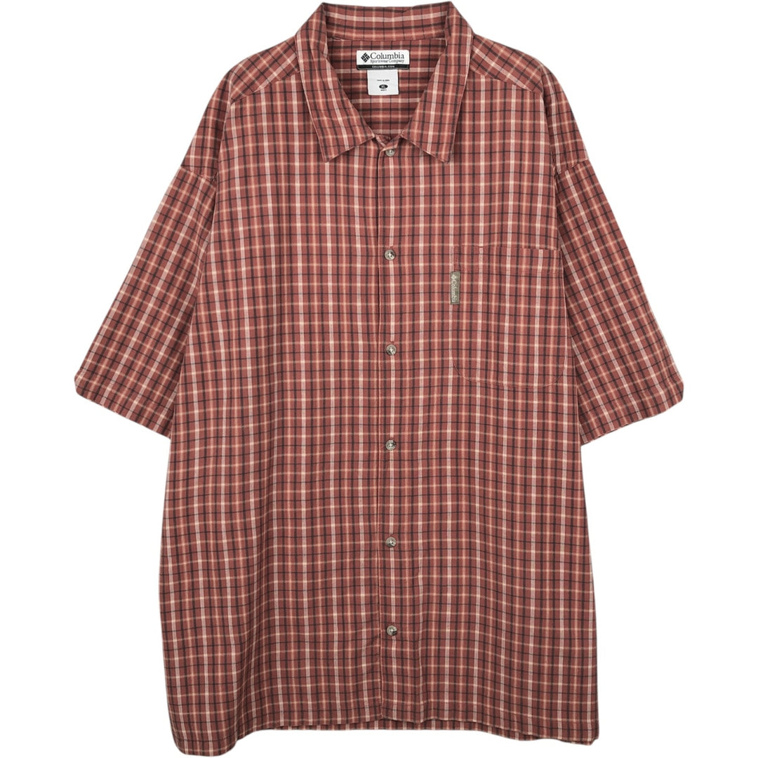 2000'S Columbia Short Sleeve Cotton Check Box Shirt, Men's XL cotton orange type Vintage Second Hand