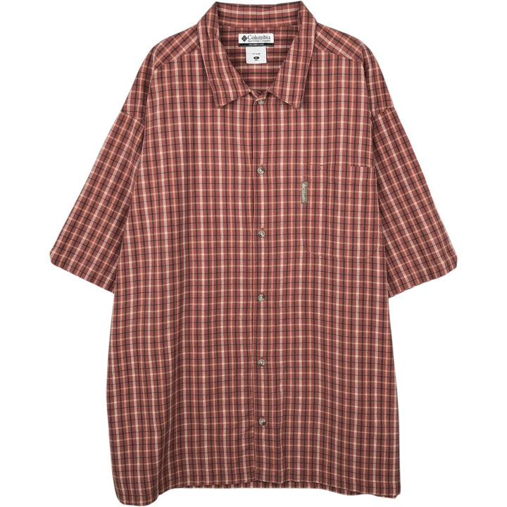 2000'S Columbia Short Sleeve Cotton Check Box Shirt, Men's XL cotton orange type Vintage Second Hand