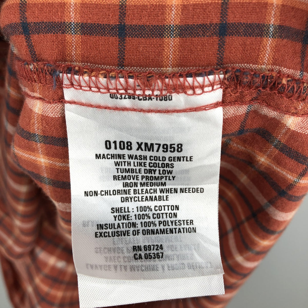 2000'S Columbia Short Sleeve Cotton Check Box Shirt, Men's XL cotton orange type Vintage Second Hand
