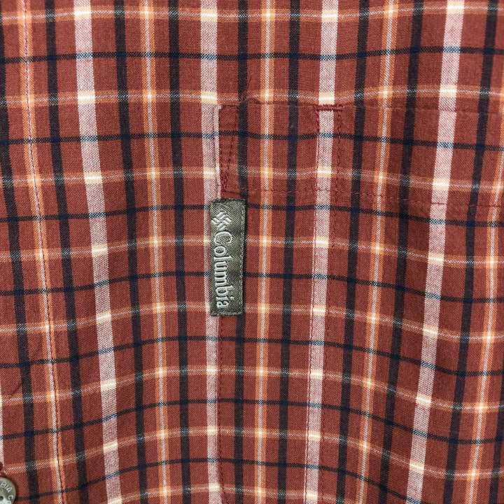 2000'S Columbia Short Sleeve Cotton Check Box Shirt, Men's XL cotton orange type Vintage Second Hand