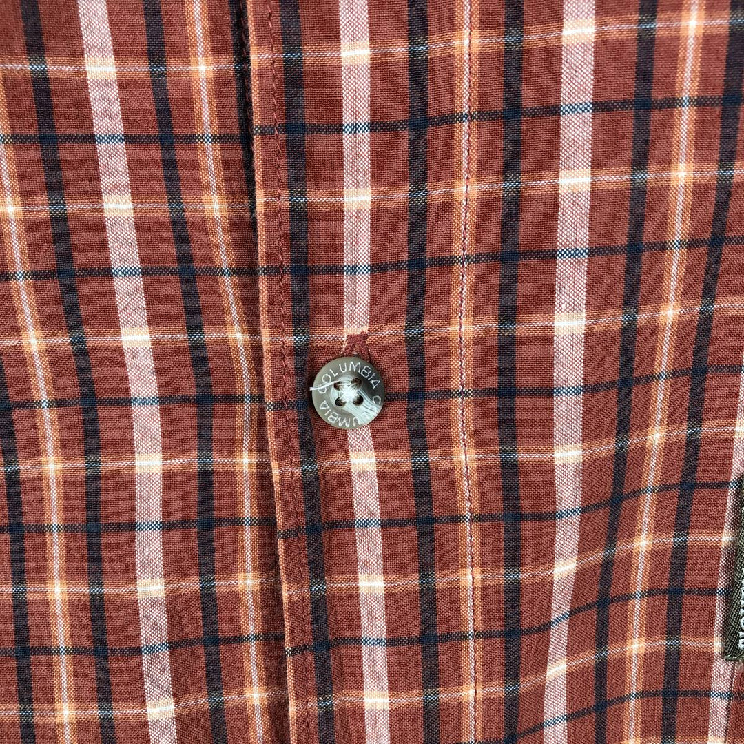 2000'S Columbia Short Sleeve Cotton Check Box Shirt, Men's XL cotton orange type Vintage Second Hand