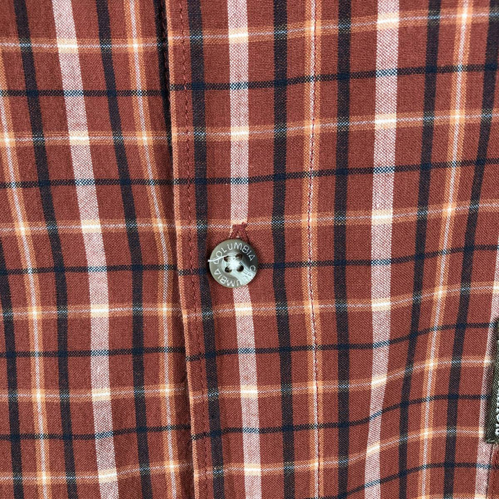 2000'S Columbia Short Sleeve Cotton Check Box Shirt, Men's XL cotton orange type Vintage Second Hand