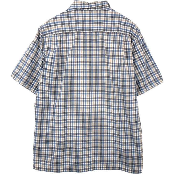00'S Columbia Short Sleeve Cotton Check Shirt Men's Size L cotton gray type Vintage Second Hand