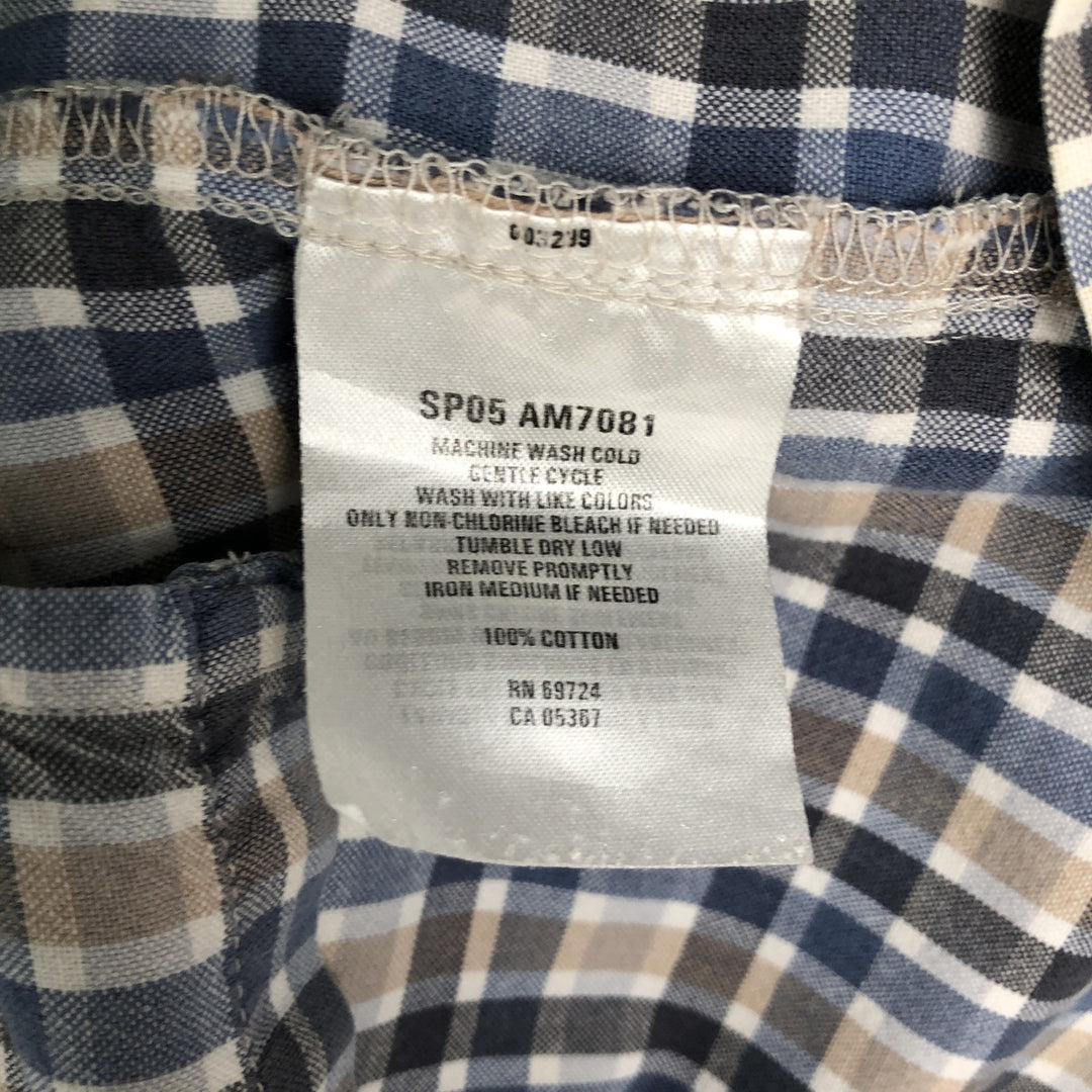 00'S Columbia Short Sleeve Cotton Check Shirt Men's Size L cotton gray type Vintage Second Hand