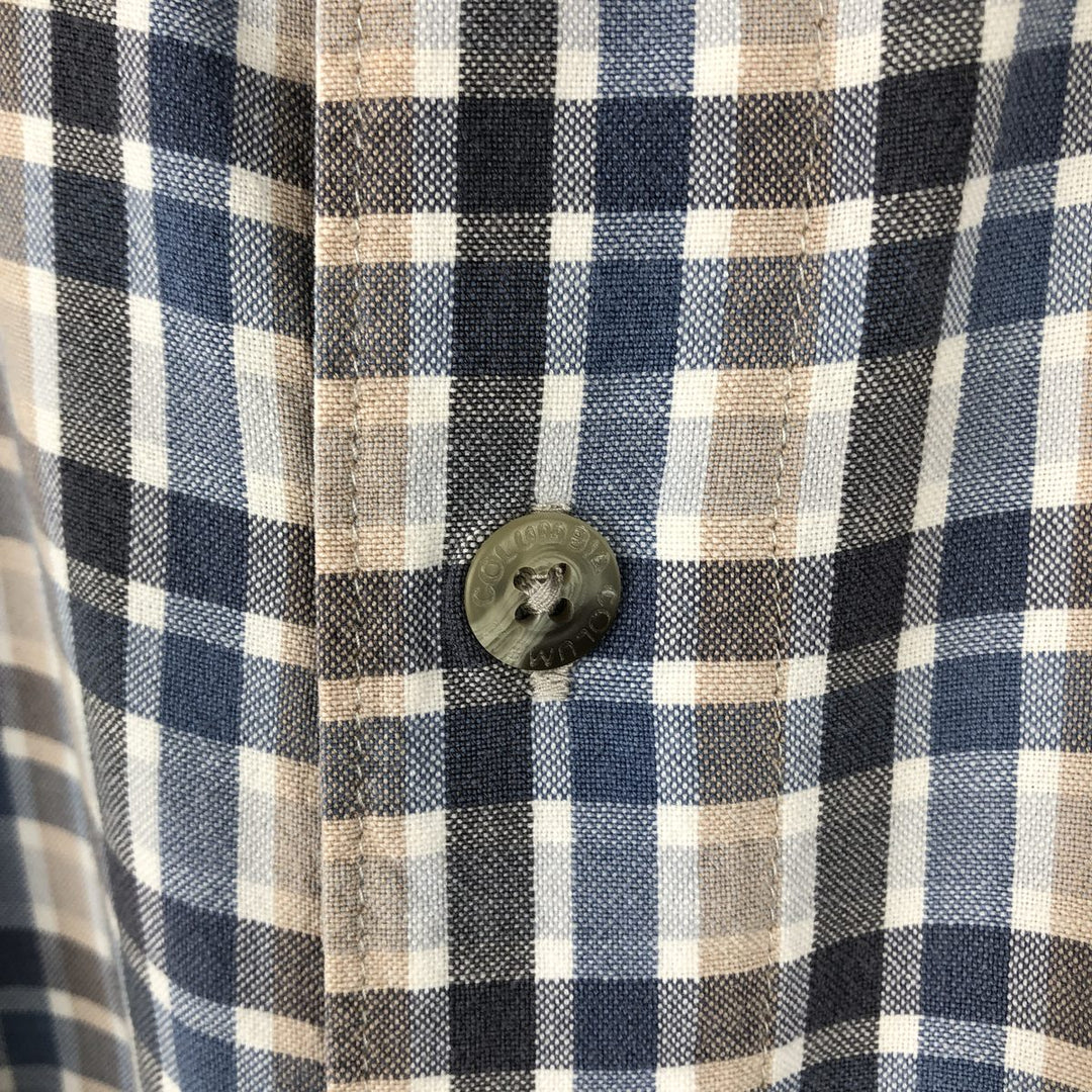 00'S Columbia Short Sleeve Cotton Check Shirt Men's Size L cotton gray type Vintage Second Hand