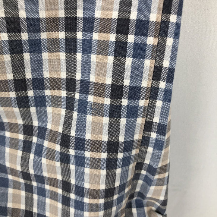 00'S Columbia Short Sleeve Cotton Check Shirt Men's Size L cotton gray type Vintage Second Hand