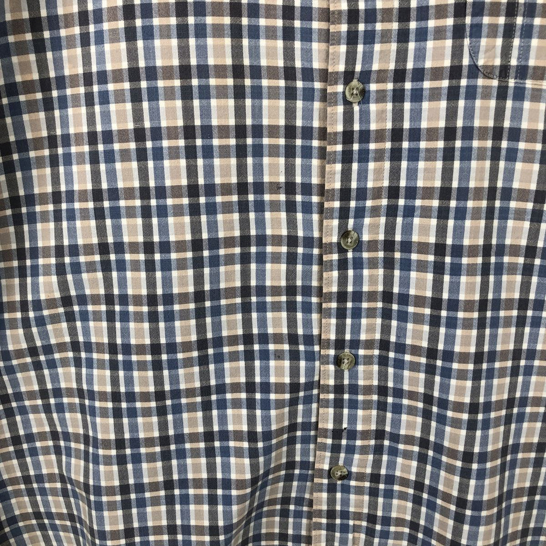 00'S Columbia Short Sleeve Cotton Check Shirt Men's Size L cotton gray type Vintage Second Hand