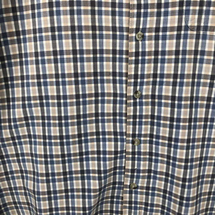 00'S Columbia Short Sleeve Cotton Check Shirt Men's Size L cotton gray type Vintage Second Hand