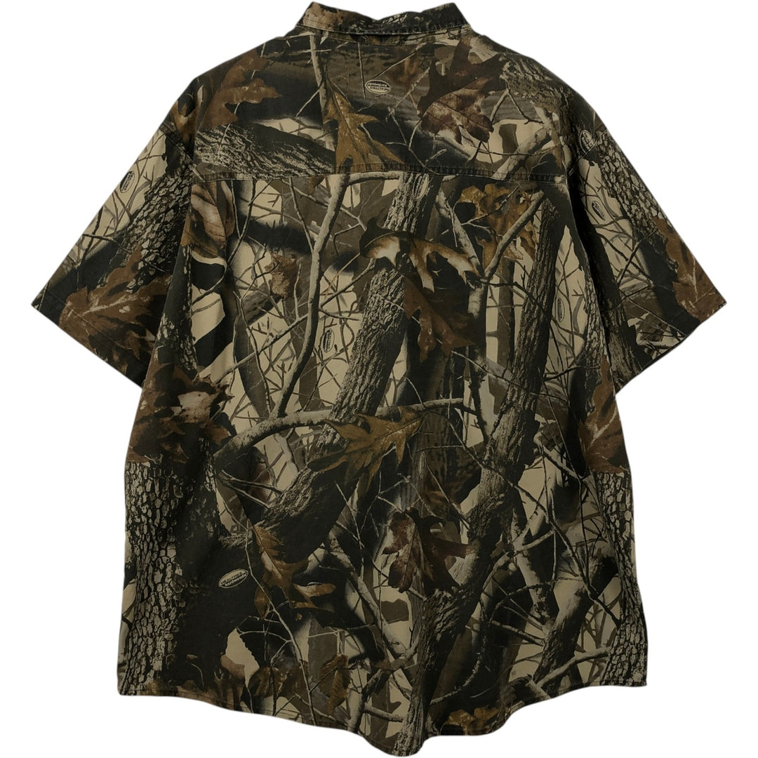 2000'S Woolrich Real Tree Camo Short-Sleeve Button-Down Shirt, Men's Size XL (approx.) cotton brown type Vintage Second Hand