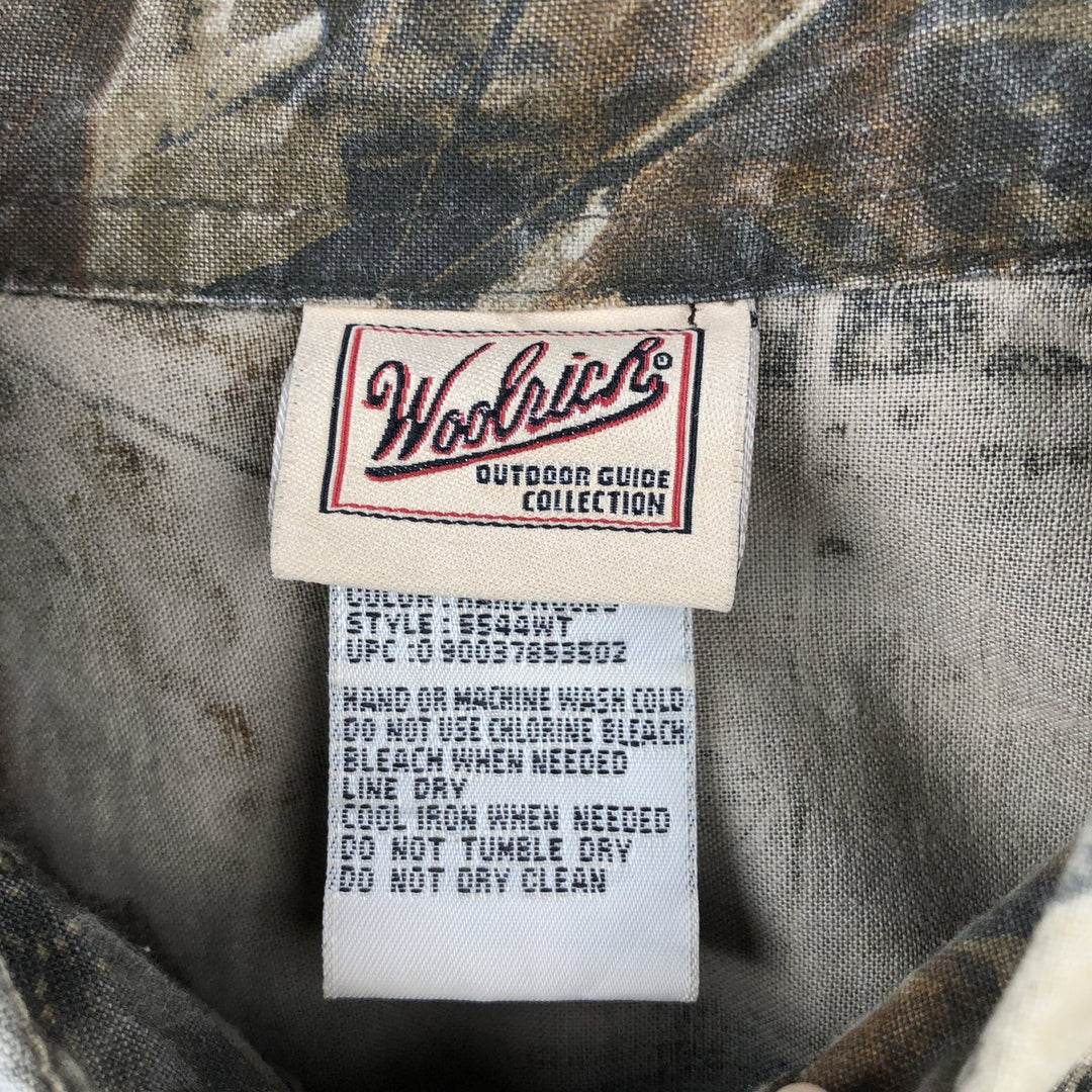 2000'S Woolrich Real Tree Camo Short-Sleeve Button-Down Shirt, Men's Size XL (approx.) cotton brown type Vintage Second Hand