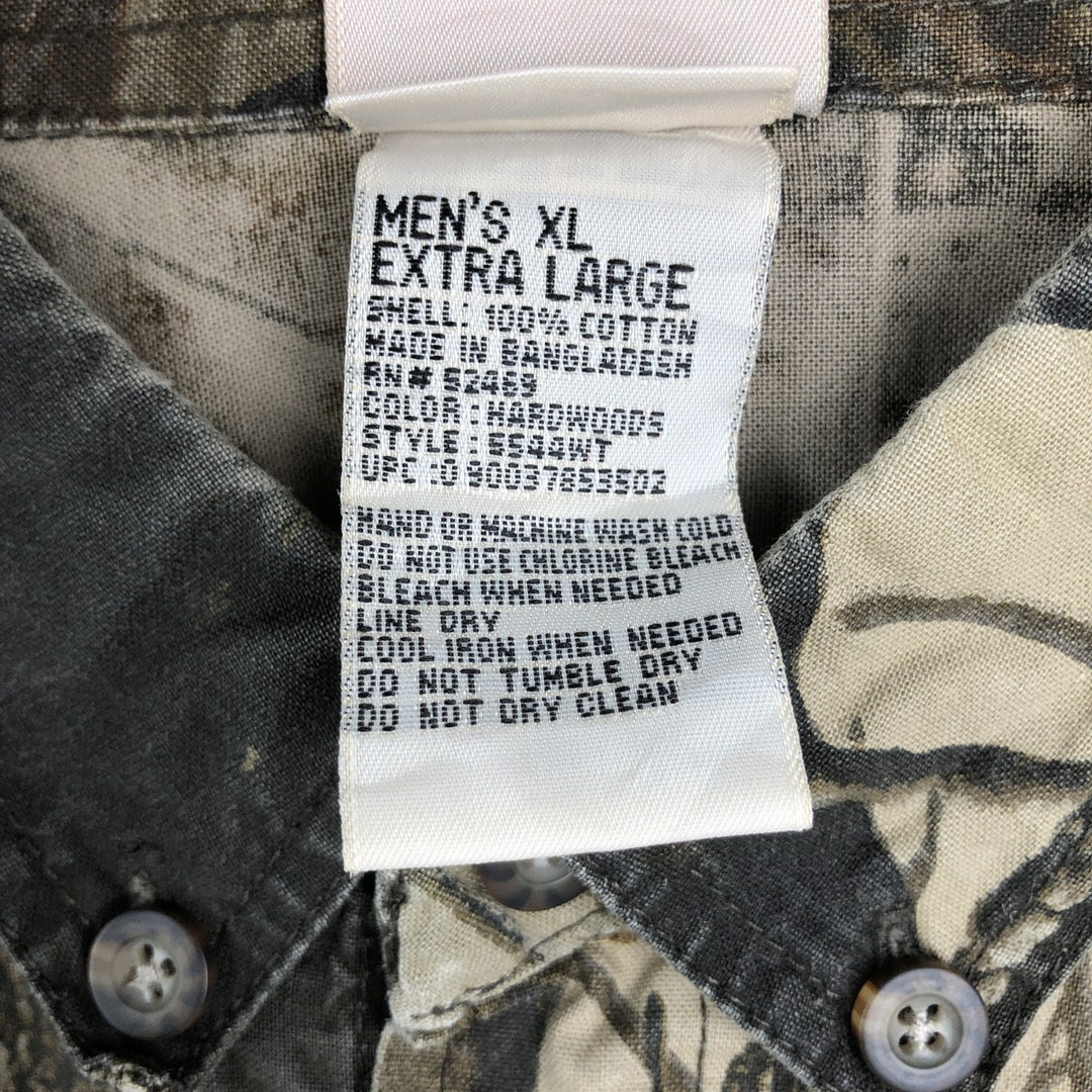 2000'S Woolrich Real Tree Camo Short-Sleeve Button-Down Shirt, Men's Size XL (approx.) cotton brown type Vintage Second Hand