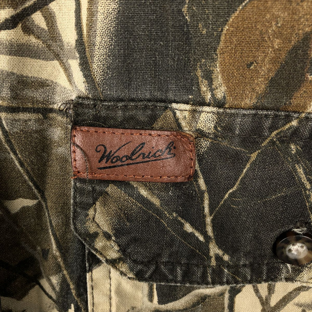 2000'S Woolrich Real Tree Camo Short-Sleeve Button-Down Shirt, Men's Size XL (approx.) cotton brown type Vintage Second Hand