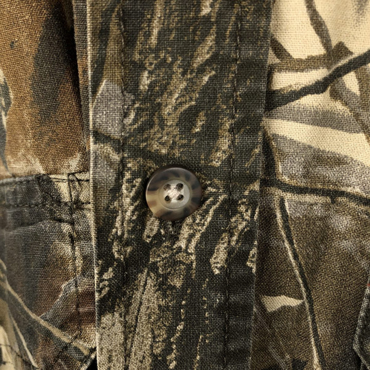 2000'S Woolrich Real Tree Camo Short-Sleeve Button-Down Shirt, Men's Size XL (approx.) cotton brown type Vintage Second Hand