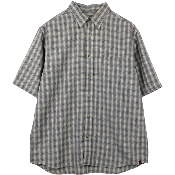 Woolrich short-sleeved button-down check shirt, men's size L (approx.) Modal gray type Vintage Second Hand