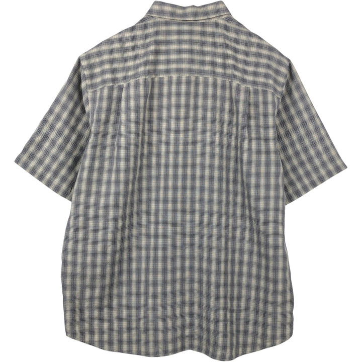 Woolrich short-sleeved button-down check shirt, men's size L (approx.) Modal gray type Vintage Second Hand