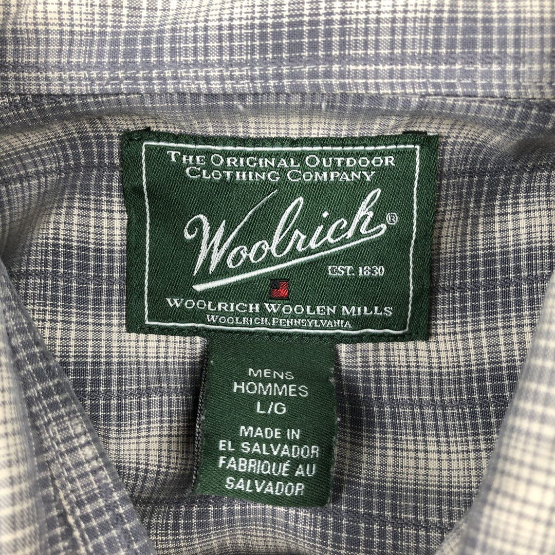 Woolrich short-sleeved button-down check shirt, men's size L (approx.) Modal gray type Vintage Second Hand