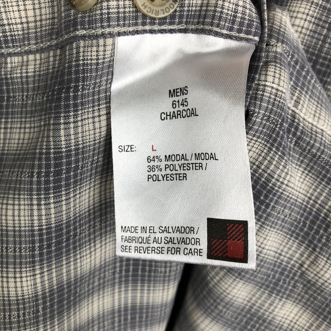 Woolrich short-sleeved button-down check shirt, men's size L (approx.) Modal gray type Vintage Second Hand