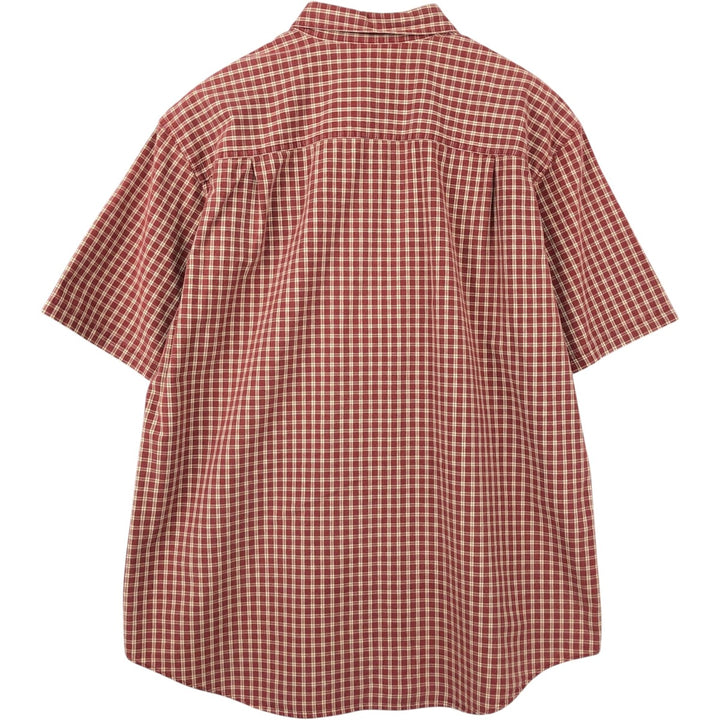90'S LLBean Short-Sleeve Button-Down Check Shirt, Men's Size L (approx.), Vintage cotton red type Vintage Second Hand