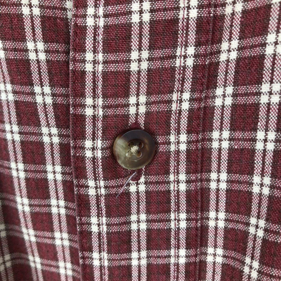 90'S LLBean Short-Sleeve Button-Down Check Shirt, Men's Size L (approx.), Vintage cotton red type Vintage Second Hand