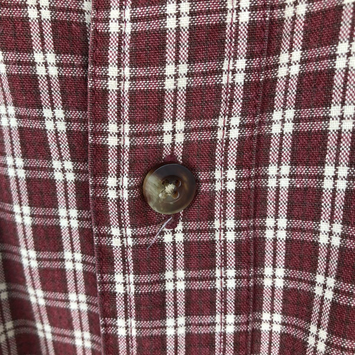 90'S LLBean Short-Sleeve Button-Down Check Shirt, Men's Size L (approx.), Vintage cotton red type Vintage Second Hand
