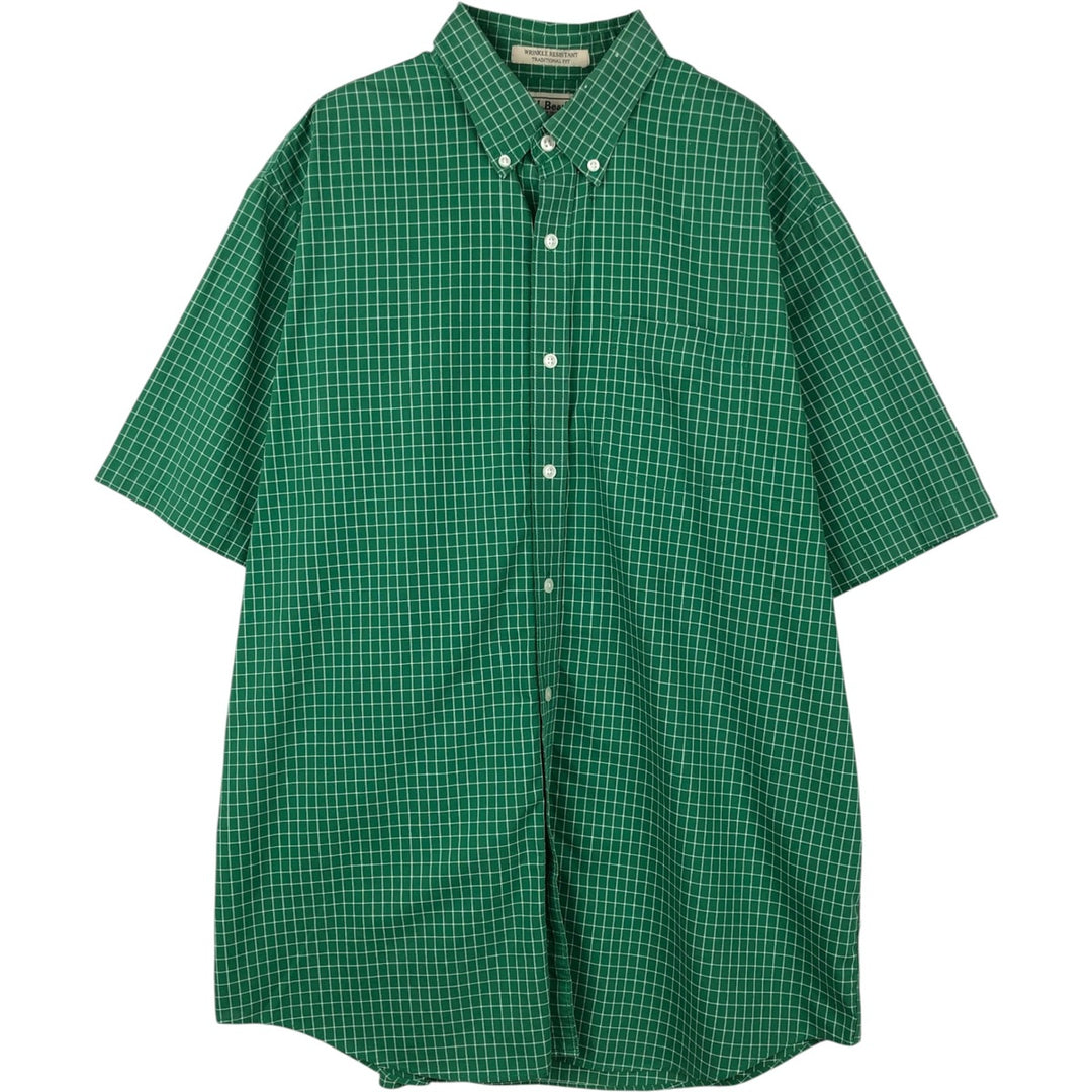 90s-00'S LLBean Traditional Fit Short-Sleeve Button-Down Check Shirt, Men's Size L (approx.), Vintage cotton green type Vintage Second Hand
