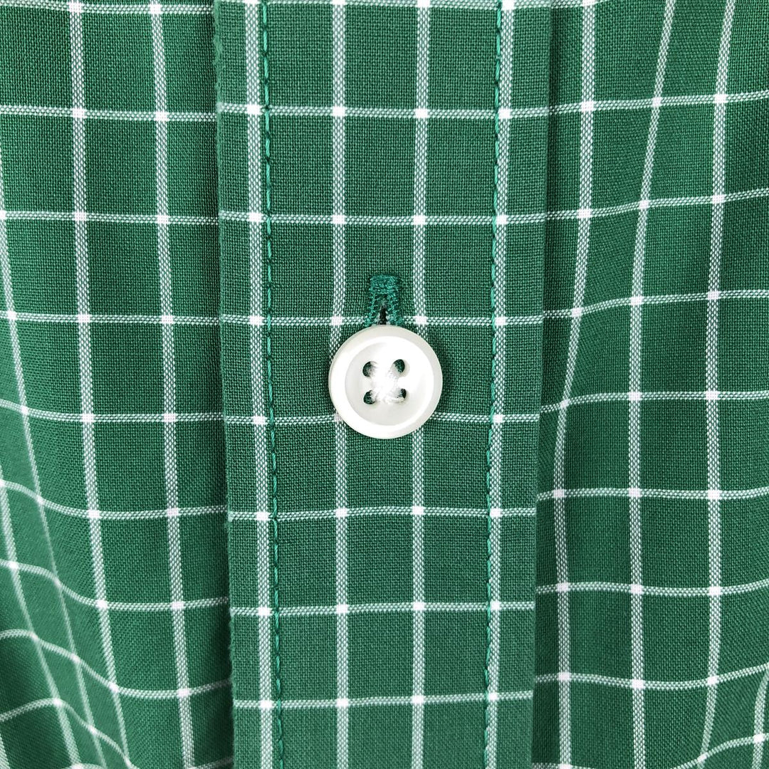 90s-00'S LLBean Traditional Fit Short-Sleeve Button-Down Check Shirt, Men's Size L (approx.), Vintage cotton green type Vintage Second Hand