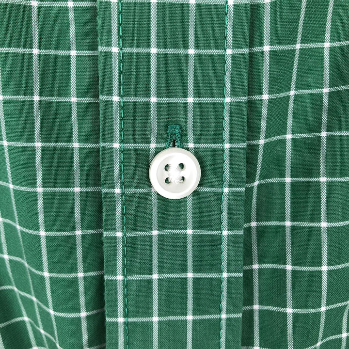 90s-00'S LLBean Traditional Fit Short-Sleeve Button-Down Check Shirt, Men's Size L (approx.), Vintage cotton green type Vintage Second Hand