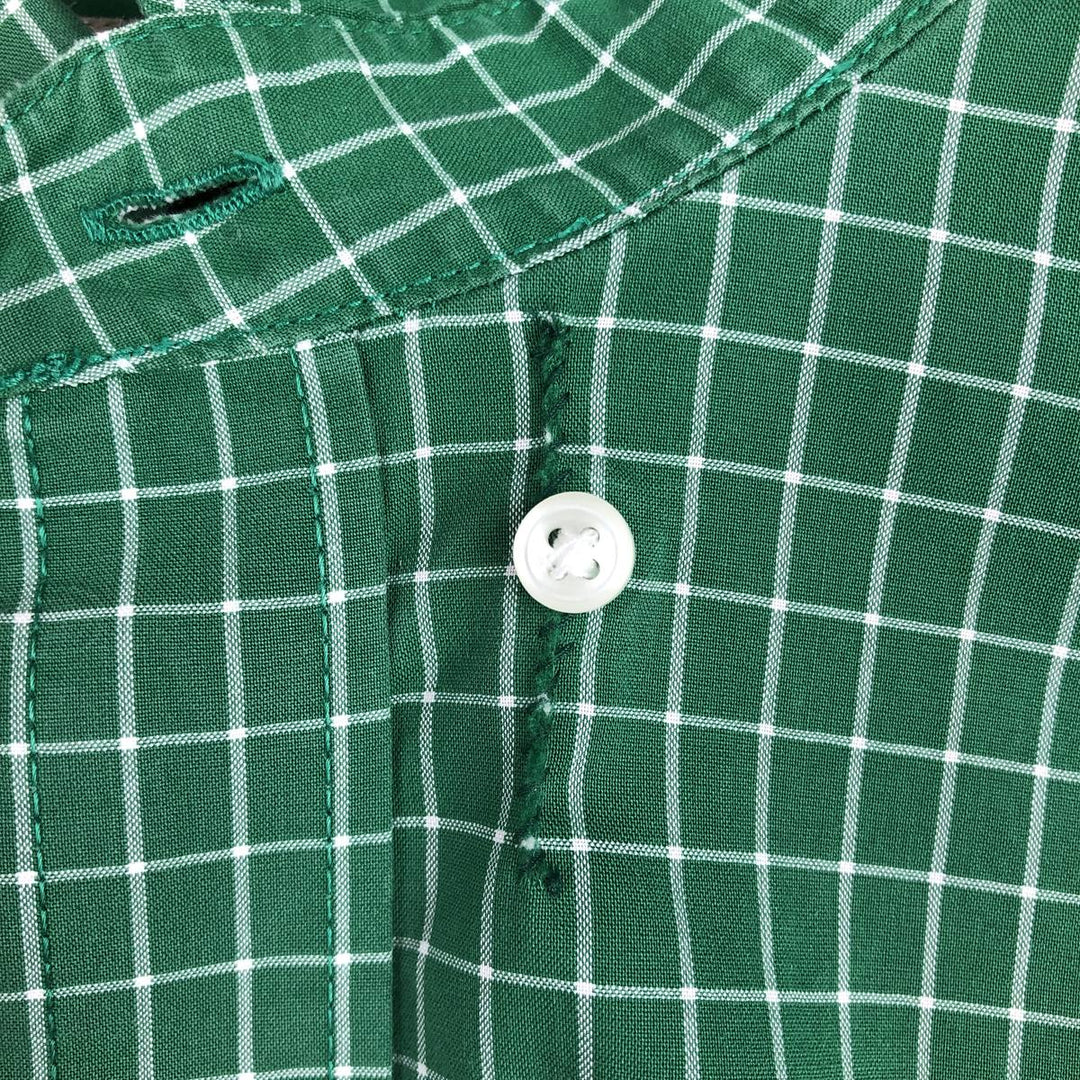 90s-00'S LLBean Traditional Fit Short-Sleeve Button-Down Check Shirt, Men's Size L (approx.), Vintage cotton green type Vintage Second Hand