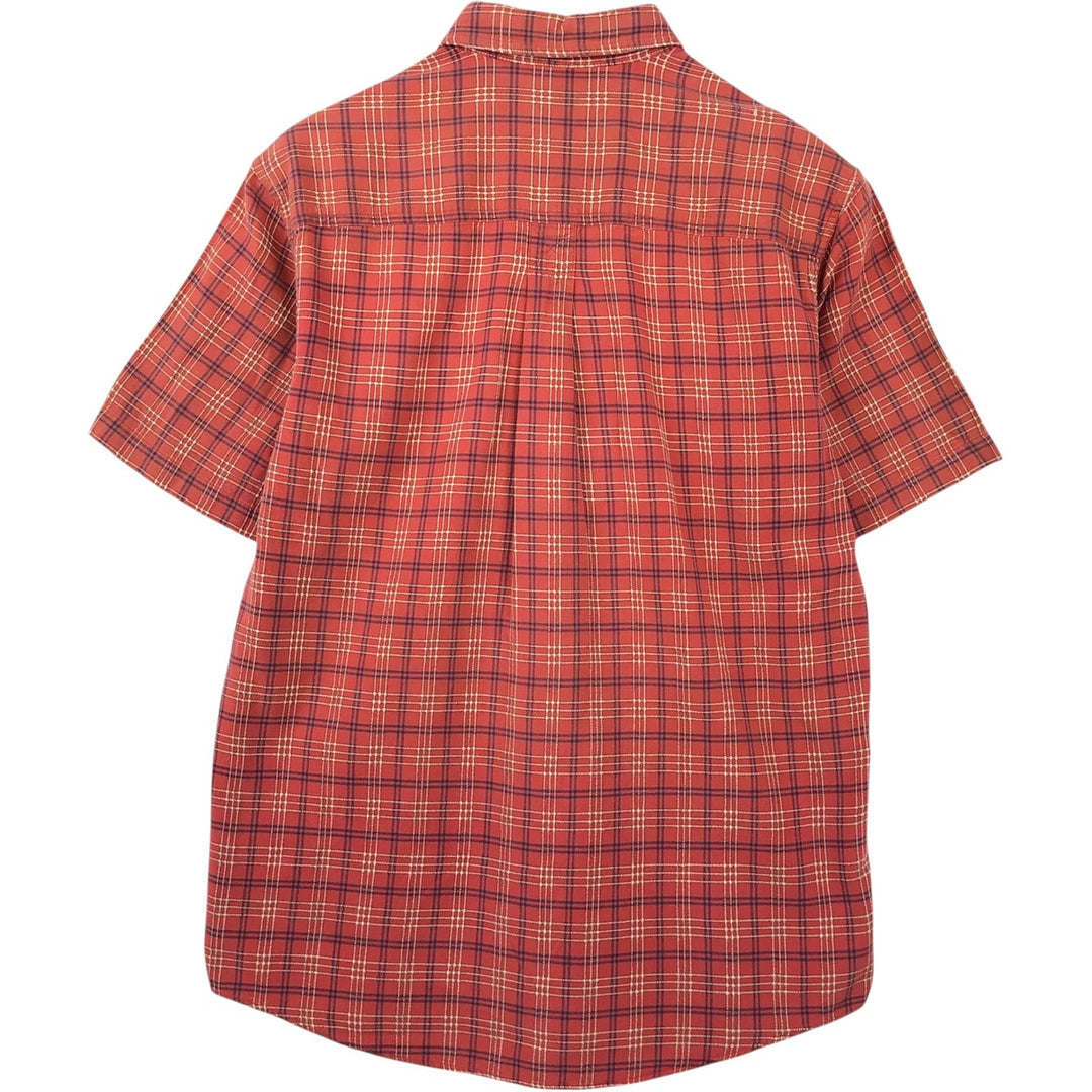 90'S LLBean Short-Sleeve Cotton Check Shirt, Men's Size S (Equivalent), Vintage cotton red type reddish brown Vintage Second Hand