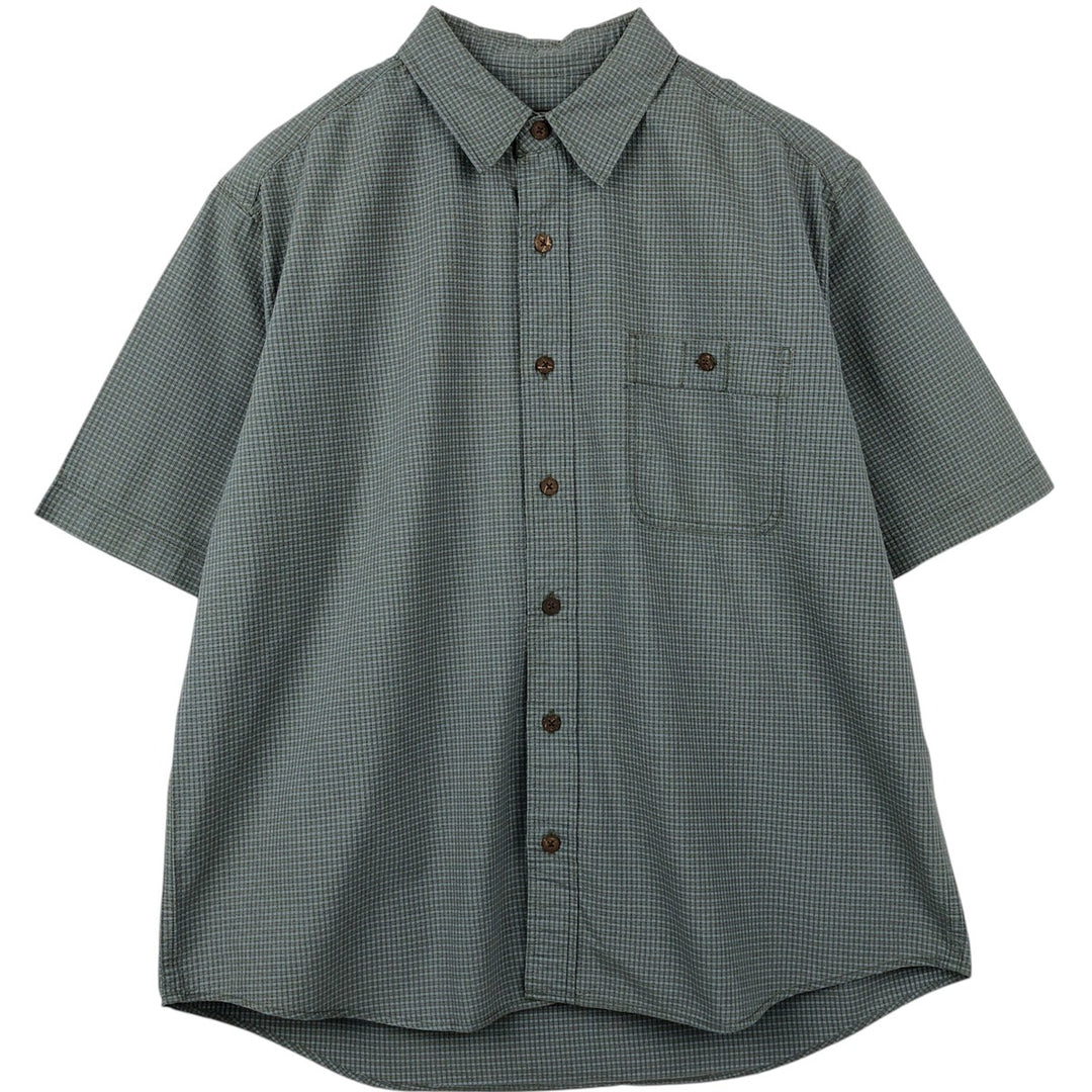 2000'S Eddie Bauer seersucker short-sleeved check shirt, men's size L (approx.) cotton Blue type light blue Vintage Second Hand