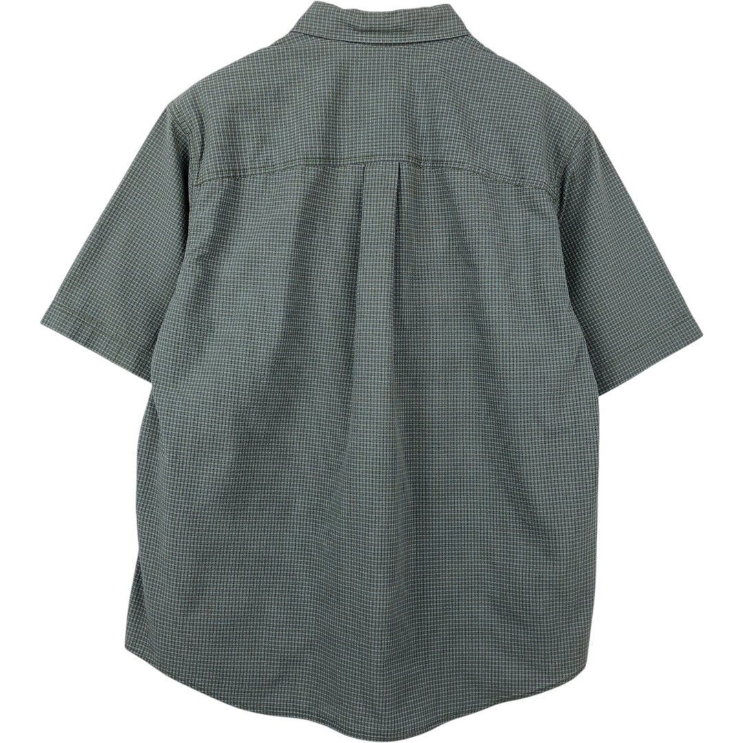 2000'S Eddie Bauer seersucker short-sleeved check shirt, men's size L (approx.) cotton Blue type light blue Vintage Second Hand