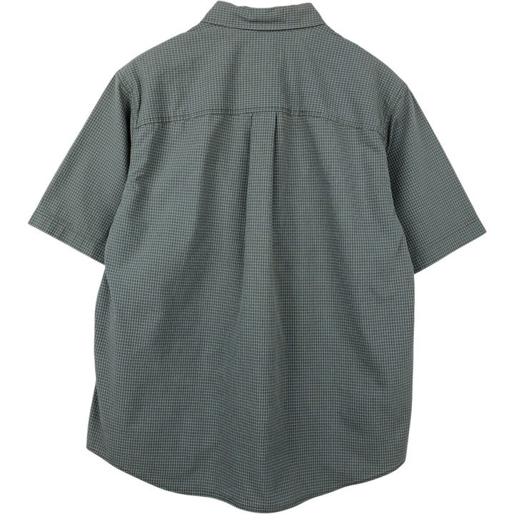 2000'S Eddie Bauer seersucker short-sleeved check shirt, men's size L (approx.) cotton Blue type light blue Vintage Second Hand