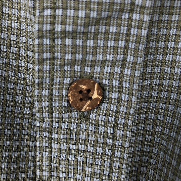 2000'S Eddie Bauer seersucker short-sleeved check shirt, men's size L (approx.) cotton Blue type light blue Vintage Second Hand