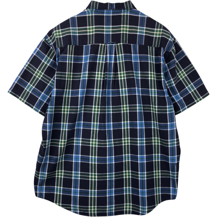 90s-00'S Eddie Bauer Short-Sleeve Button-Down Check Shirt, Men's Size L (Equivalent), Vintage cotton blue type Vintage Second Hand