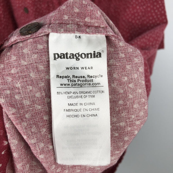 Patagonia 53139SP17 Backstep Shirt, all-over print, short-sleeved, hemp shirt, boxy shirt, men's size XL equivalent. Hemp red type Vintage Second Hand