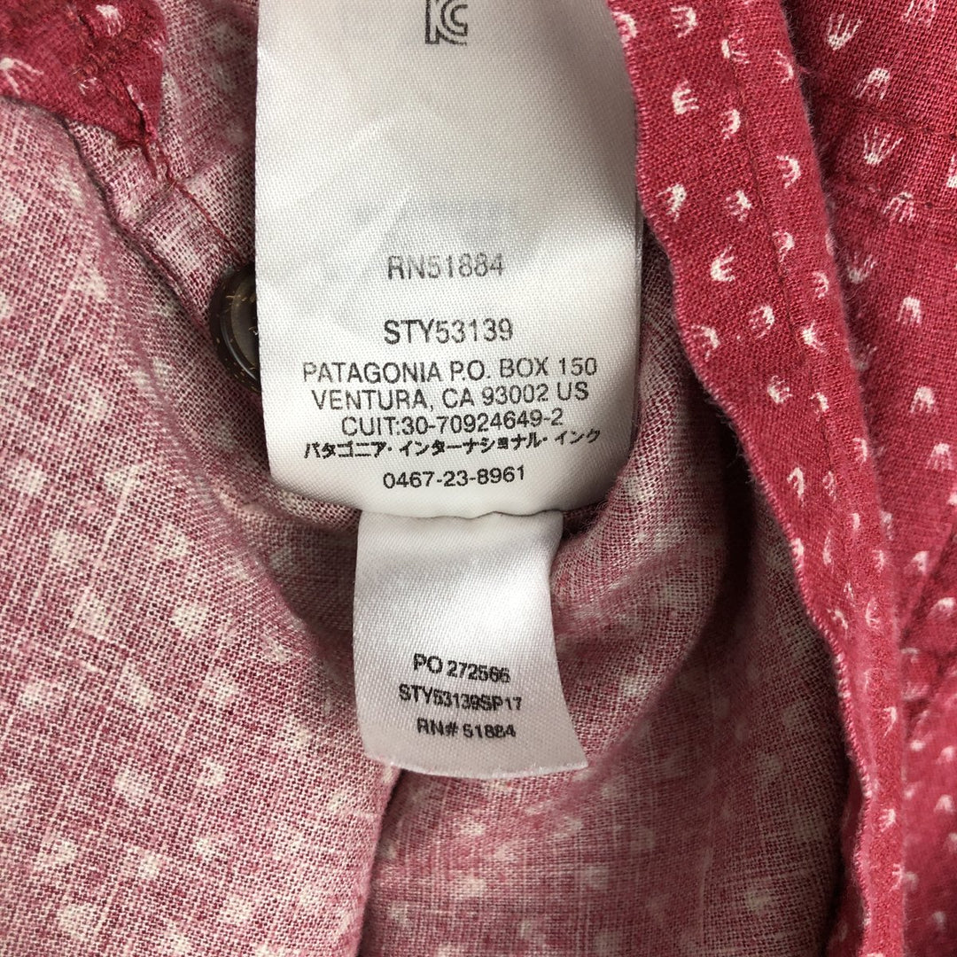 Patagonia 53139SP17 Backstep Shirt, all-over print, short-sleeved, hemp shirt, boxy shirt, men's size XL equivalent. Hemp red type Vintage Second Hand
