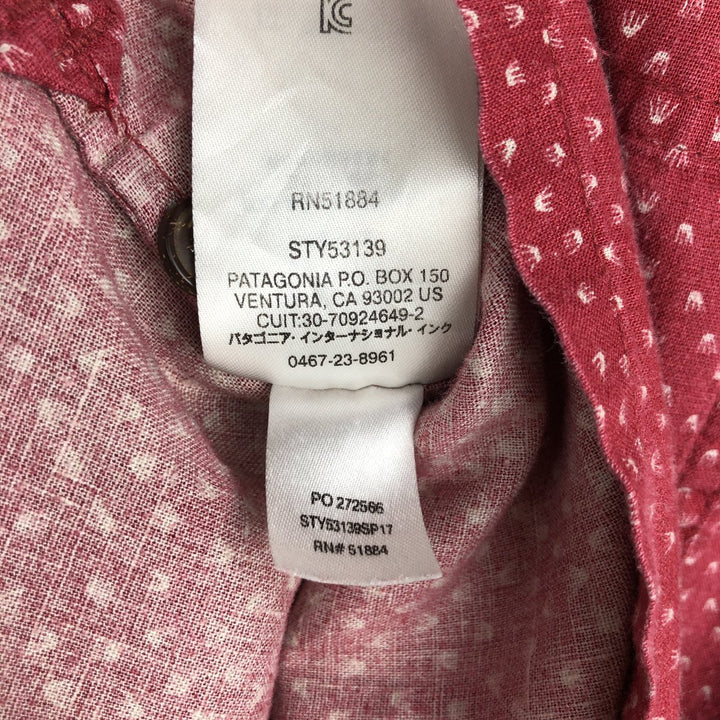 Patagonia 53139SP17 Backstep Shirt, all-over print, short-sleeved, hemp shirt, boxy shirt, men's size XL equivalent. Hemp red type Vintage Second Hand