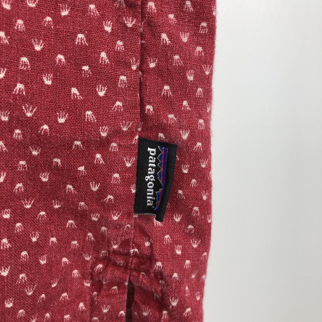 Patagonia 53139SP17 Backstep Shirt, all-over print, short-sleeved, hemp shirt, boxy shirt, men's size XL equivalent. Hemp red type Vintage Second Hand
