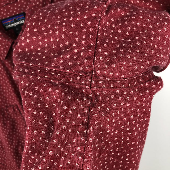 Patagonia 53139SP17 Backstep Shirt, all-over print, short-sleeved, hemp shirt, boxy shirt, men's size XL equivalent. Hemp red type Vintage Second Hand
