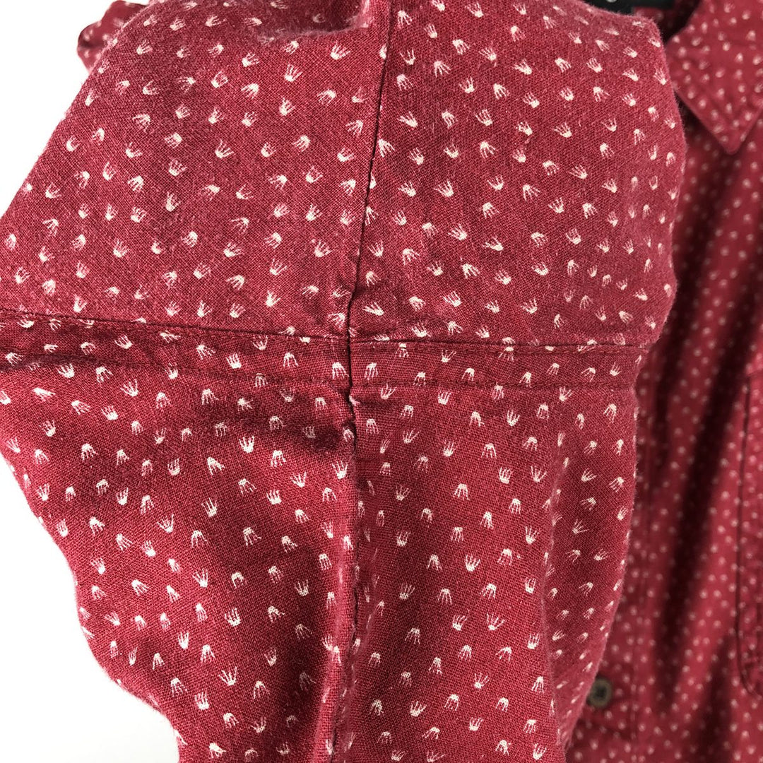 Patagonia 53139SP17 Backstep Shirt, all-over print, short-sleeved, hemp shirt, boxy shirt, men's size XL equivalent. Hemp red type Vintage Second Hand