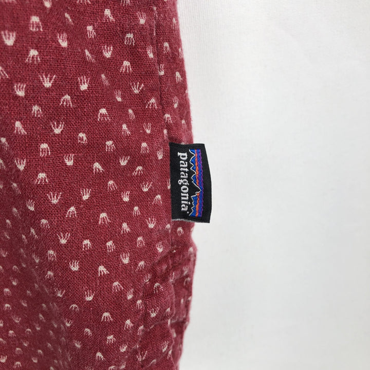 Patagonia 53139SP17 Backstep Shirt, all-over print, short-sleeved, cotton x hemp, boxy shirt, men's size XL equivalent. Hemp red type Vintage Second Hand